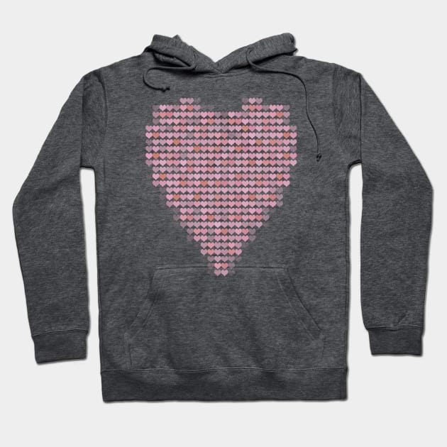 Daisy Pink Heart Filled with Hearts for Valentines Day Hoodie by ellenhenryart